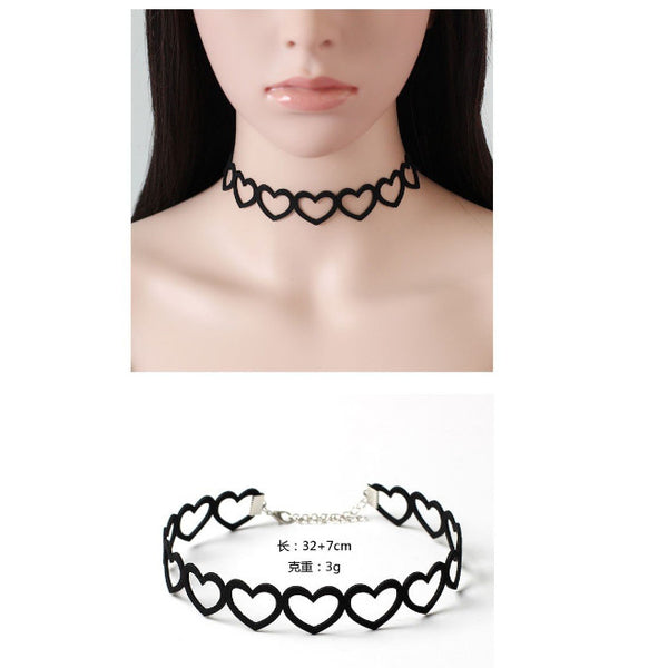 Day Collar Black Hollow Out Or Solid Love Heart Choker Necklace Collars & Leashes