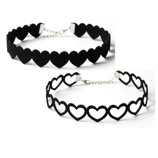 Day Collar Black Hollow Out Or Solid Love Heart Choker Necklace Collars & Leashes