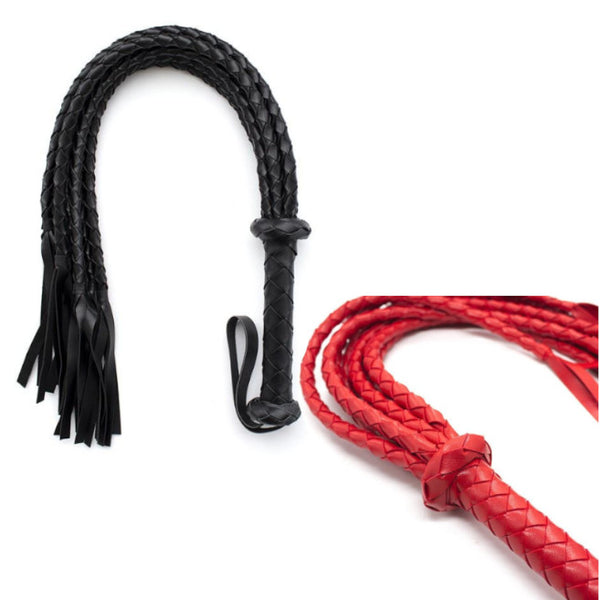 Flogger Braided Black Red Tails Spanking Sex Whip Impact Play Fetish Floggers