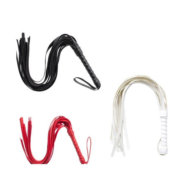 45Cm Black / White Red Flogger  Impact Play Spanking Whip Kink Fetish Floggers