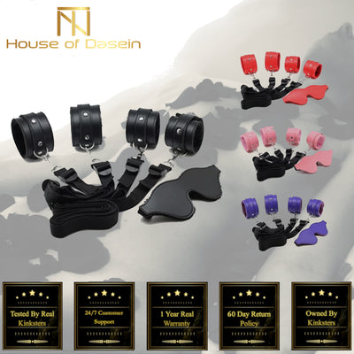Beginner Under Bed Restraints Kit Wrist Ankle Cuffs Blindfold  Starter Kits
