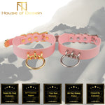 Bdsm Pink Faux Leather Silver Gold O Ring Kitten Submissive Collar