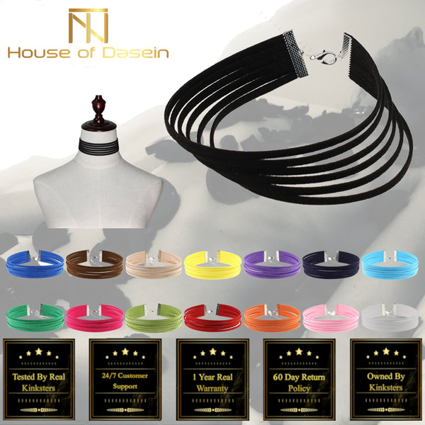 Day Collar Colourful Velvet Choker Kink Fetish Dominant Submissive Collars & Leashes
