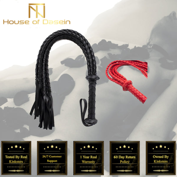 Flogger Braided Black Red Tails Spanking Sex Whip Impact Play Fetish Floggers