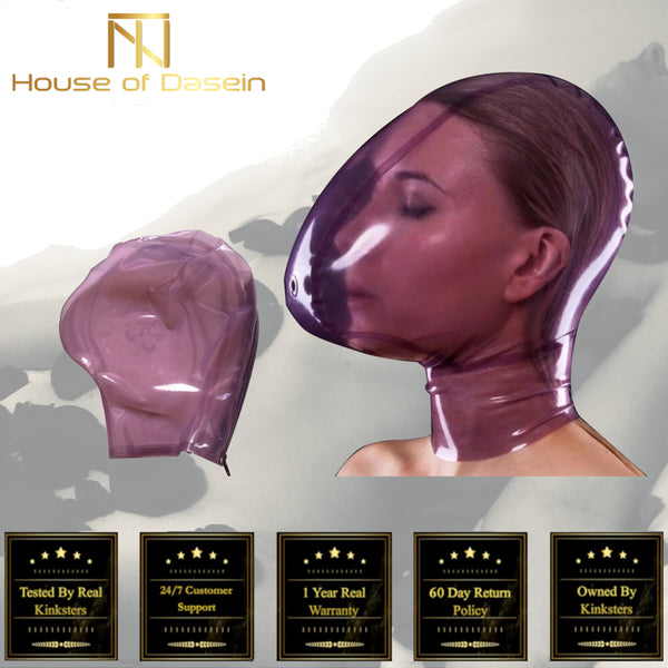 Latex Breath Play Hood  Mask Sensory Deprivation Hoods
