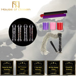 Bdsm Temperature Wax Play Kit Candles Chain Flogger Glass Dildo Kink Fetish Restraints