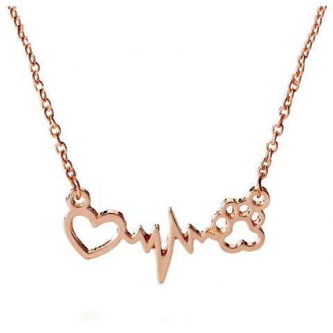 Necklaces & Pendants Veile Studios Dog Puppy Paw Print Electrocardiogram Lifeline Pulse Heartbeat Charm Necklace