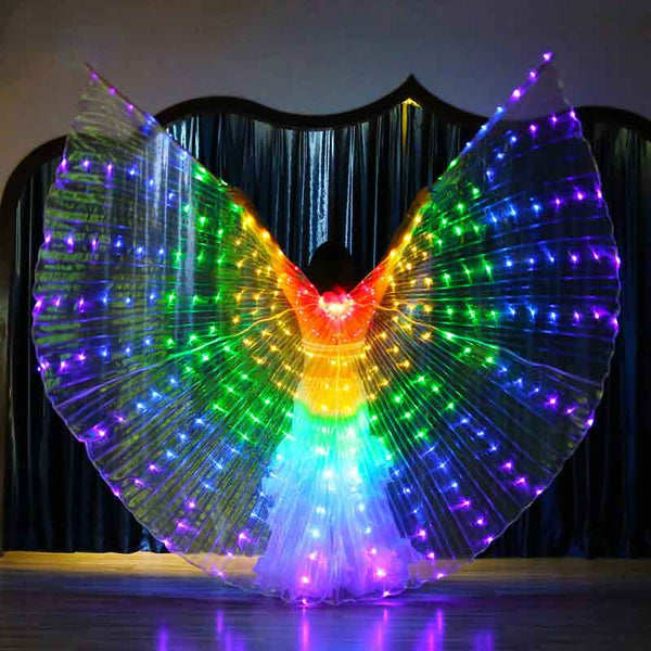 Led Glowing Rainbow Costume Colourful Cosplay Wings