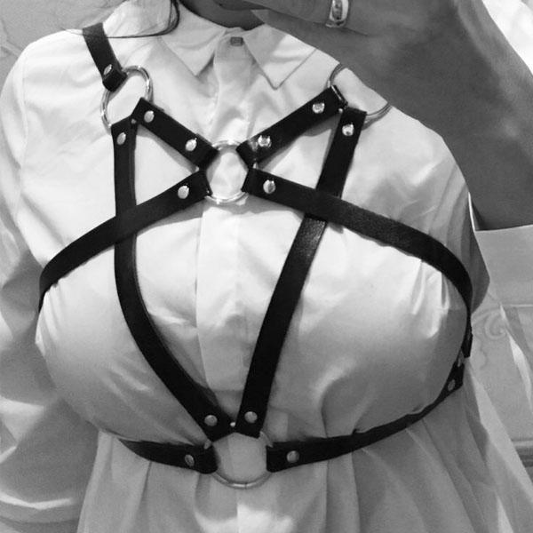 Belted Pentagram Harness Women Body Fetish Clothing Black  Clothing