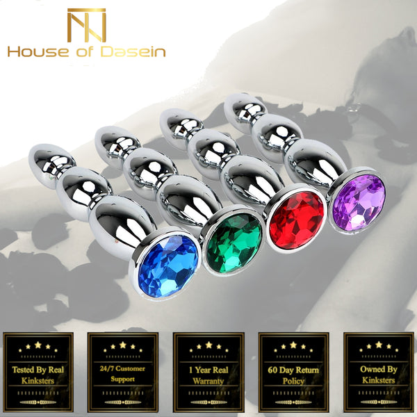 Big Crystal Jewel Stainless Steel  Anal Plug Metal Butt Beads Non Vibrating Butt Plugs
