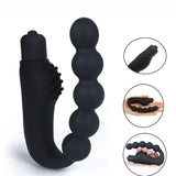 Black Anal Beads 10 Speed Clitoral Vibrator Prostate Massager Butt Plug Kink