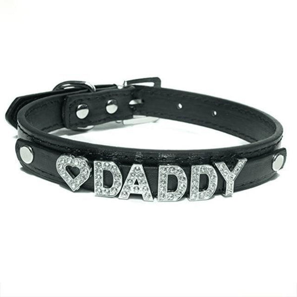 Black Daddy Rhinestone Collar Ddlg  Accessories Collars & Leashes