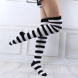 Black Striped Thigh Highs Socks