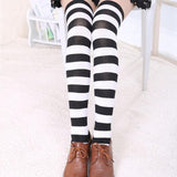Black Striped Thigh Highs Socks