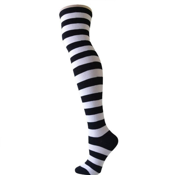 Black Striped Thigh Highs Socks