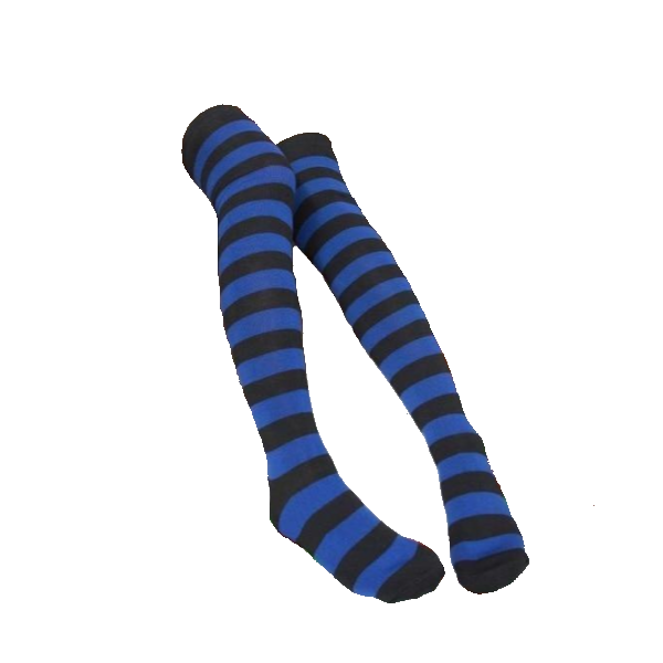 Black Blue Thigh Highs Socks