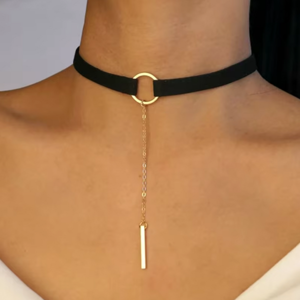 Black Brown Velvet Choker Boho Dainty Rope Bar Pedant Circle Necklaces For Women Collars & Leashes