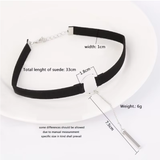 Collars & Leashes House Of Dasein Black Brown Velvet Choker Boho Dainty Rope Bar Pedant Circle Necklaces For Women