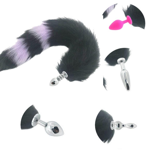 House Of Dasein Black Fox Tail Anal Butt Plug Faux Fur Stainless Steel Cosplay  Pet Play Butt Plug Tails