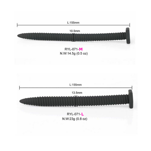 Black  Plug Screw Nail Urethral Silicone Sound Men  & Ball Toys