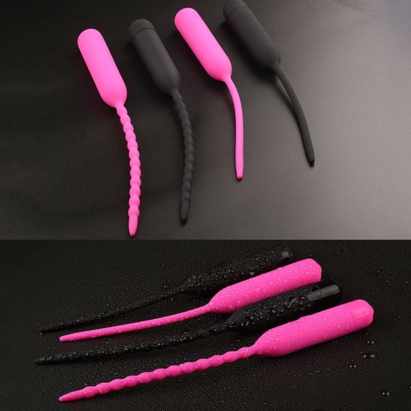 Black Pink Silicone Urethral Sound Beaded  Plug   & Ball Toys