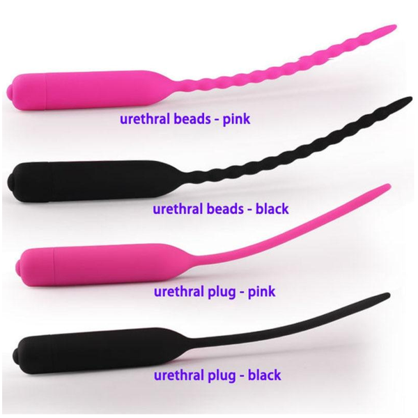 Black Pink Silicone Urethral Sound Beaded  Plug   & Ball Toys