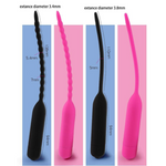 Black Pink Silicone Urethral Sound Beaded Penis Plug Vibrator