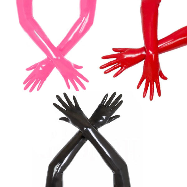 Black Red Pink Latex Long Gloves Fetish Clothing  Kink Dominatrix Mistress Gloves & Mittens