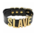 Black Slave Collar With Gold Or Silver Letters Bdsm Bondage Restraints