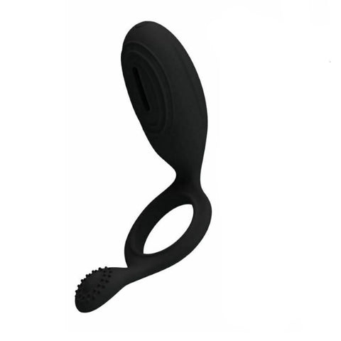 Black Stretchy Cock Clitoral Vibrator Pretty Love Penis Ring Couples