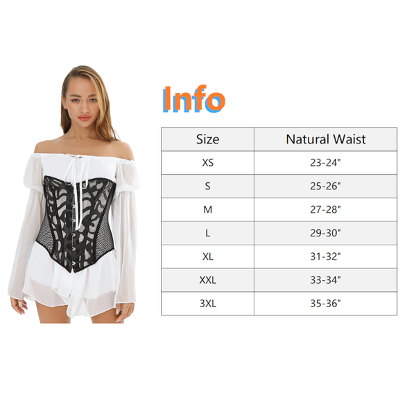 Black White Over Bust Corset Lace Mesh  Lingerie  Fetish Clothing Corsets