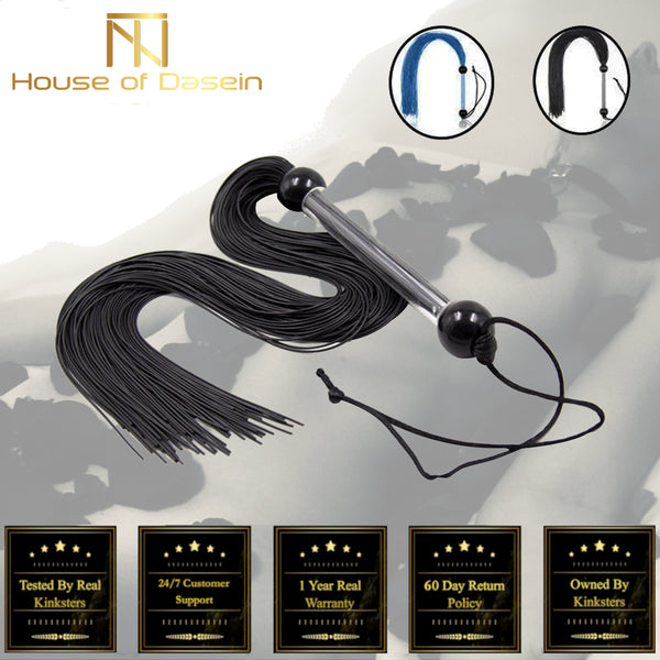 Black / Blue Silicone Tails Flogger Riding Crop Sex Whip Impact Toy  Floggers