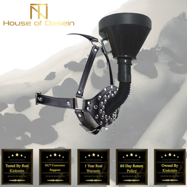 Black Funnel Gag Head Harness Play  Toy Water Sports  Gags