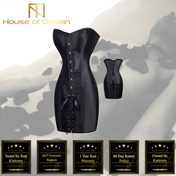 Black Long Waist Corset Dress Erotic Lingerie  Fetish Corsets