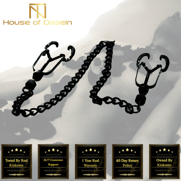 Black Metal Nipple Clamps Chain Breast   Kink Fetish Restraints Nipple & Clitoral Toys