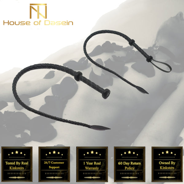 Black Microfiber Leather Braided Whip Spanking Play  Impact Toy Fetish Whips