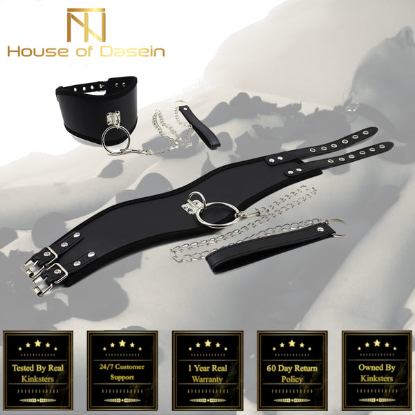 Black Posture Collar With Leash  Kink Fetish Restraints Collars & Leashes