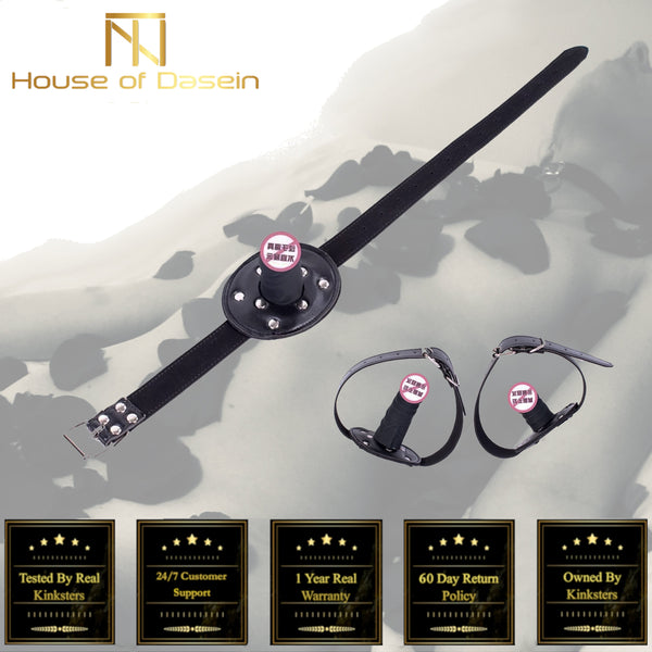 Black Silicone Dildo Gag Phallic Mouth Muzzle  Restraint Gags