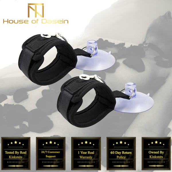 Black Suction Cup Handcuffs Ankle Cuffs Shower Restraints   Cuffs & Shackles