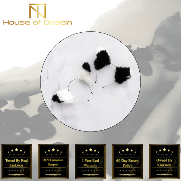 Black / White Puppy Ears Anime Cosplay Headband Lolita Roleplay Hair Accessories