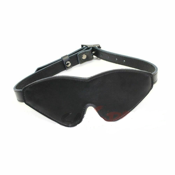 Deluxe Black Leather Blindfold  Eye Mask Restraints  Blindfolds