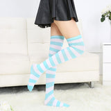 Blue Striped Thigh Highs Socks
