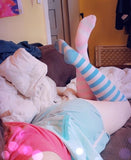 Blue Striped Thigh Highs Socks