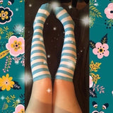 Blue Striped Thigh Highs Socks