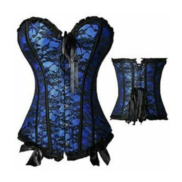 Blue Black Over Bust Corset Lingerie Women Kink  Fetish Clothing Corsets