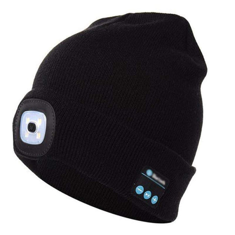 Wireless Bluetooth Music Knitted Hat With Led Lamp Camping Beanie Headlamp Hats & Headwear