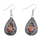 Veile Studios Bohemian Retro Ethnic Style Sterling Silver Handmade Teardrop Dangle Earrings