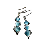 Veile Studios Bohemian Creative Curved Wavy Inlaid Hylan Cat's Eye Gemstone Swinging Earrings