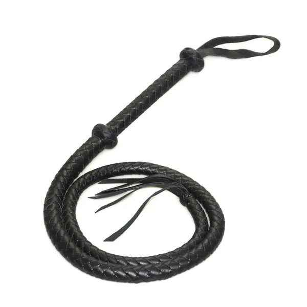 Braided Leather Bullwhip Fetish Spanking Impact Play Riding Whip  Whips