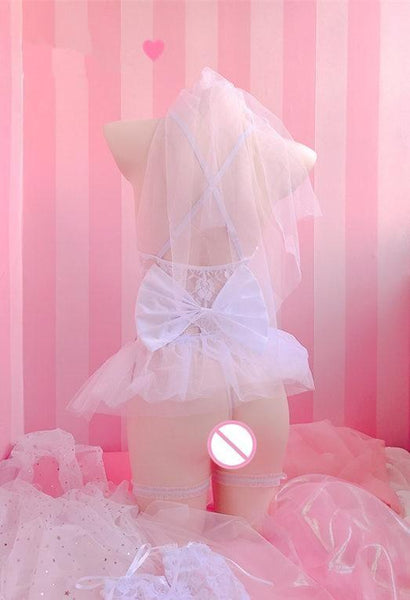 Bridal Bodysuit Lingerie For Women Wedding Style Mesh White Dress Bras & Bra Sets